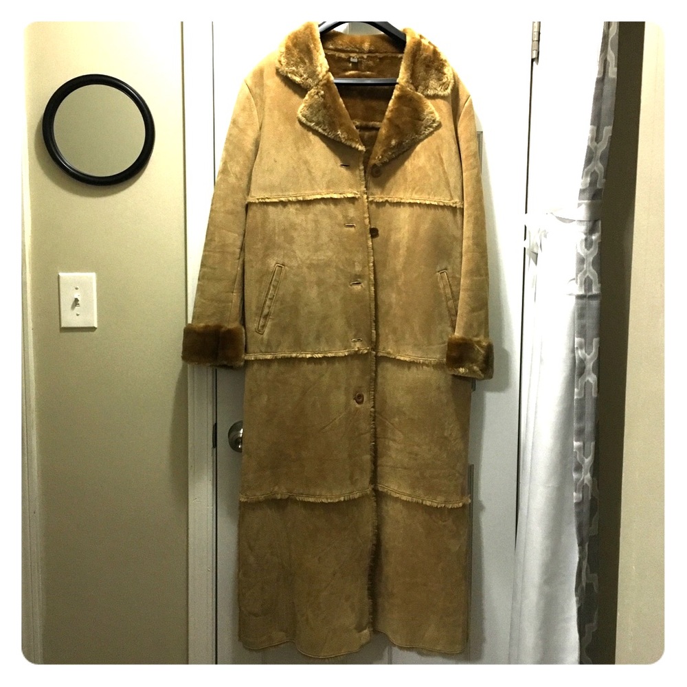 Suede faux fur coat